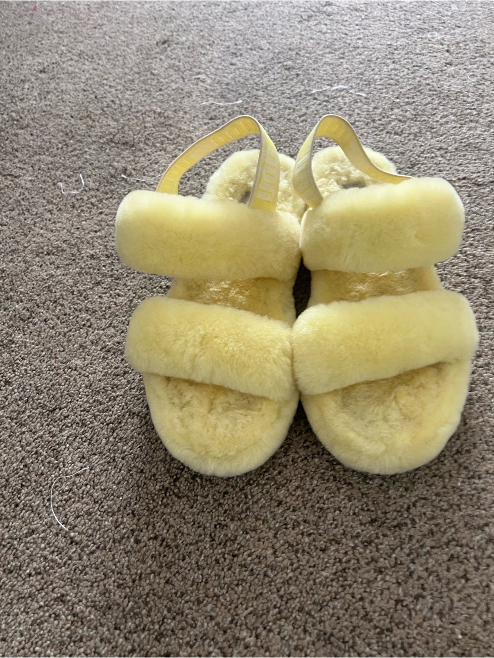 UGG Women’s Yellow Fluff Strap Slippers